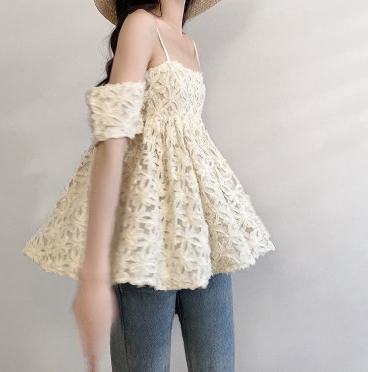 韓国ファッション SELCA-フレンチヘビーオフショルキャミソール-2024ss-0040-01