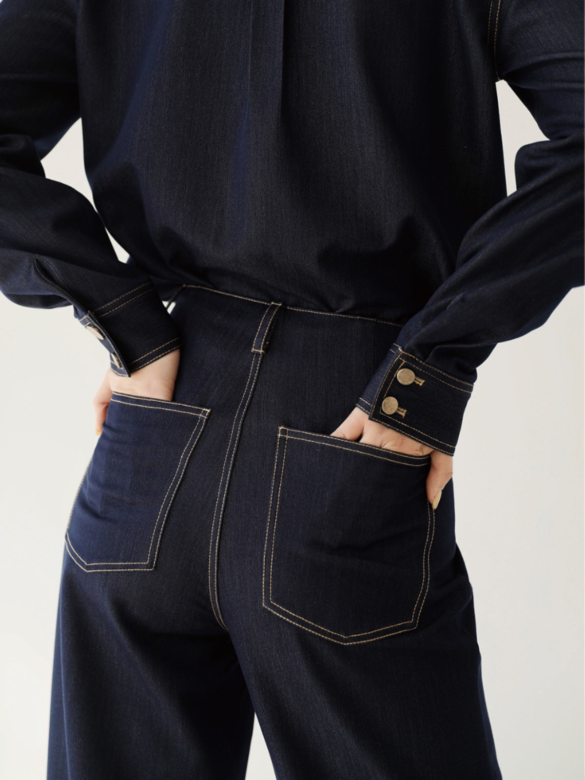 韓国ファッション SELCA-ステッチデニムセットアップ(トップス)-2024ss-005-03
