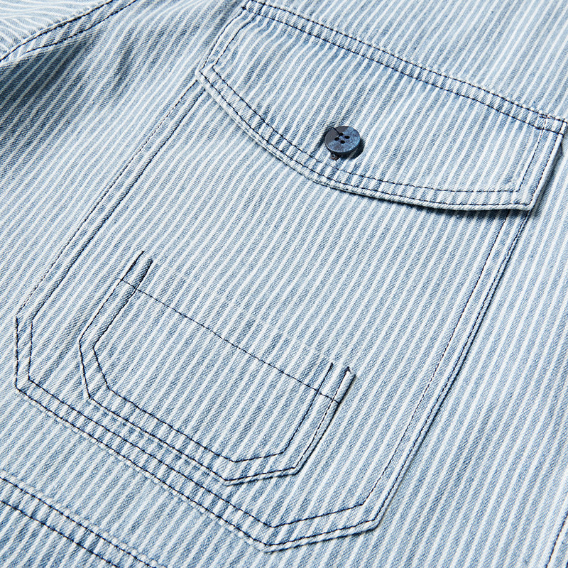 韓国ファッション SELCA-multi-pocket blue striped shirt-mselca2024ss-013-03