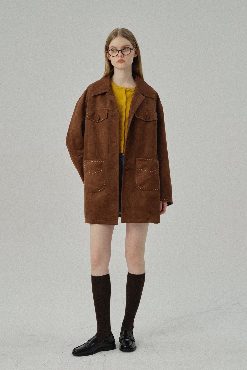韓国ファッション SELCA-スエードミドル丈コート-2023aw-ou51-06