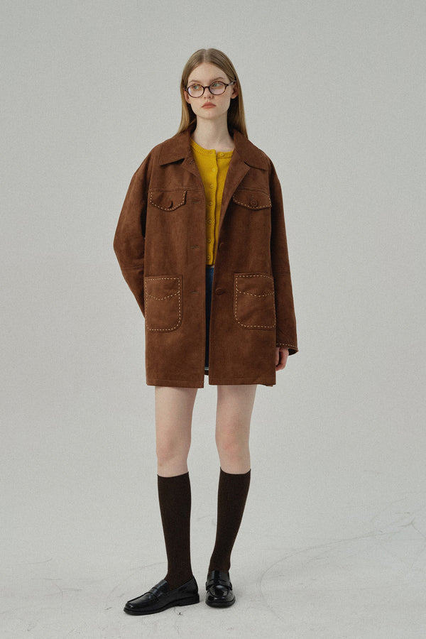 韓国ファッション SELCA-スエードミドル丈コート-2023aw-ou51-06