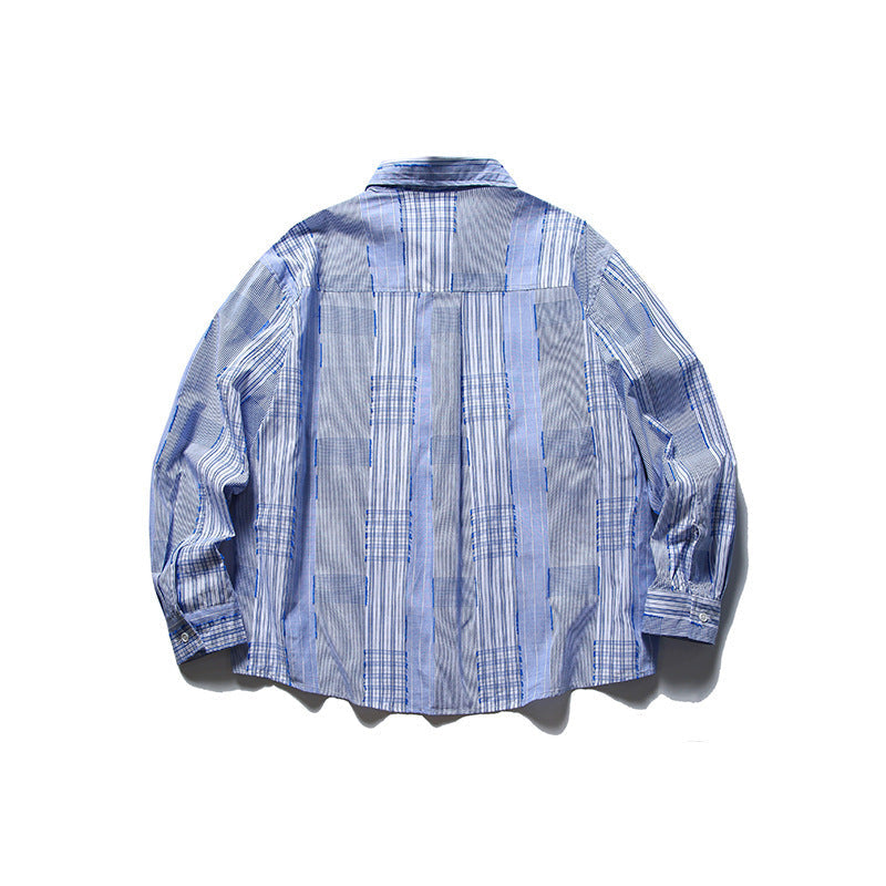 韓国ファッション SELCA-patchwork blue shirt-mselca2024ss-041-02