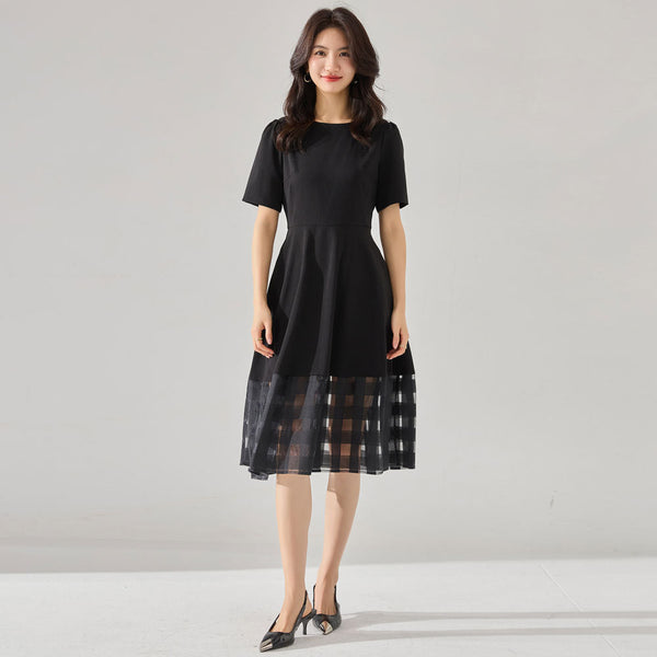 韓国ファッション SELCA-オーガンジーパッチワークドレス-2024ss-151-04
