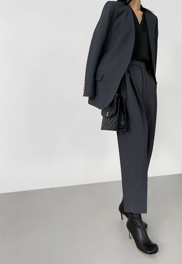 韓国ファッション SELCA-ノーカラーグレーセットアップ-2024ss-0017-030