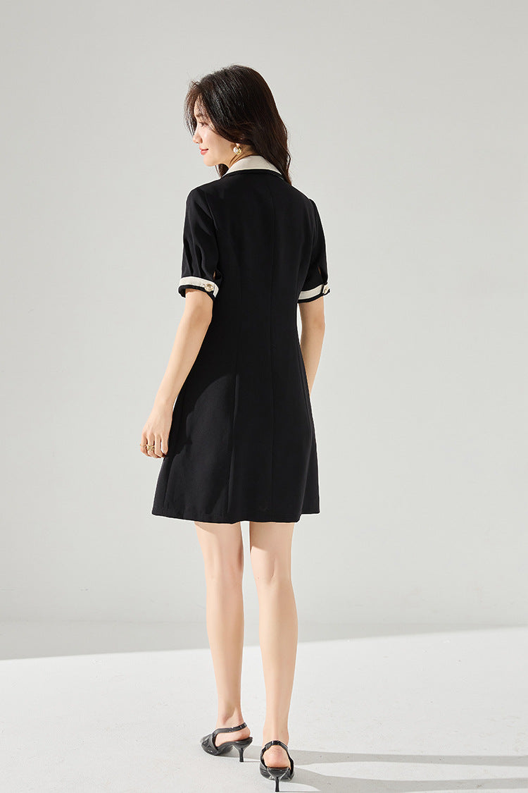 韓国ファッション SELCA-バイカラーAラインワンピース-2024ss-150-010