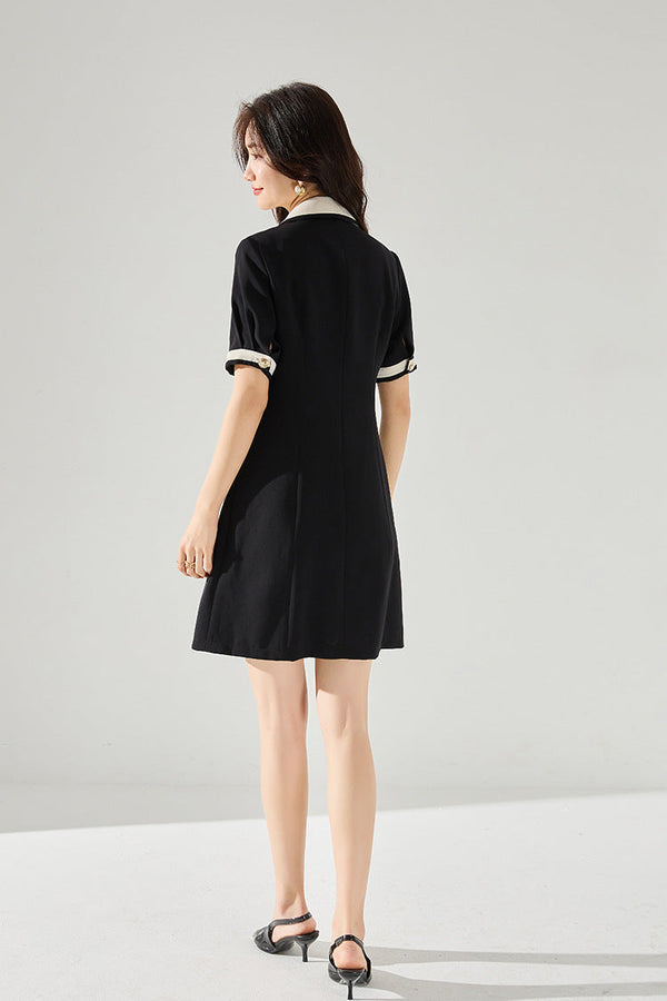 韓国ファッション SELCA-バイカラーAラインワンピース-2024ss-150-010