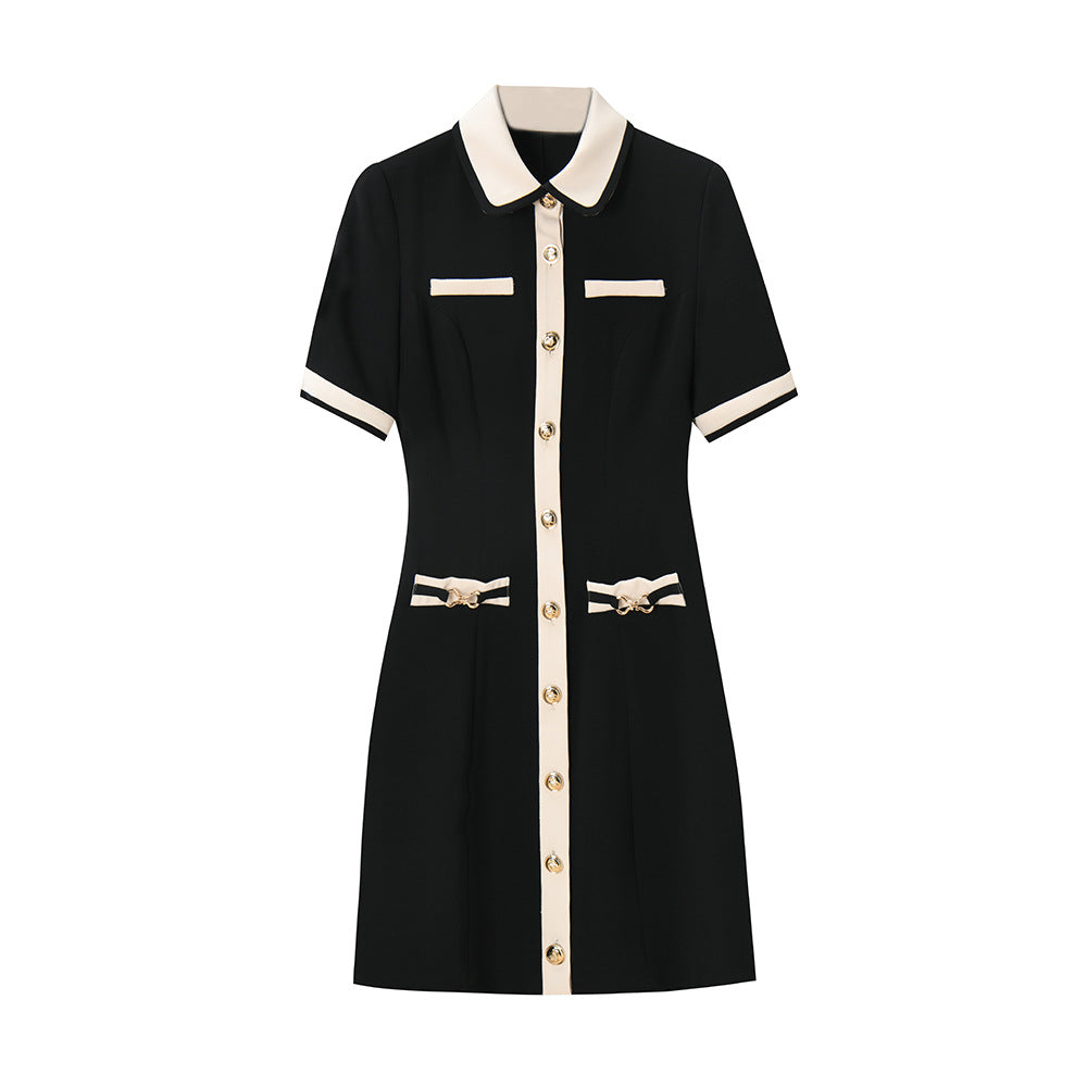 韓国ファッション SELCA-バイカラーAラインワンピース-2024ss-150-05