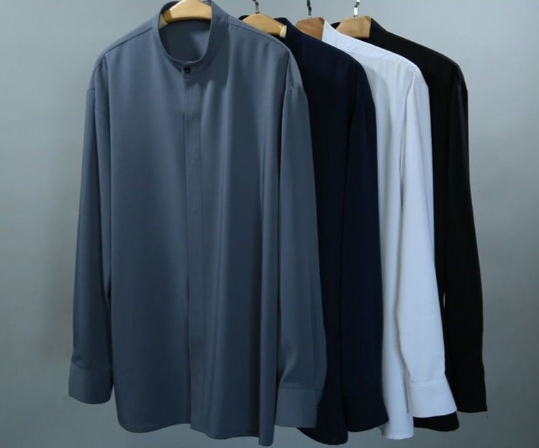 韓国ファッション SELCA-collarless casual shirt-2024ss-tp06-012