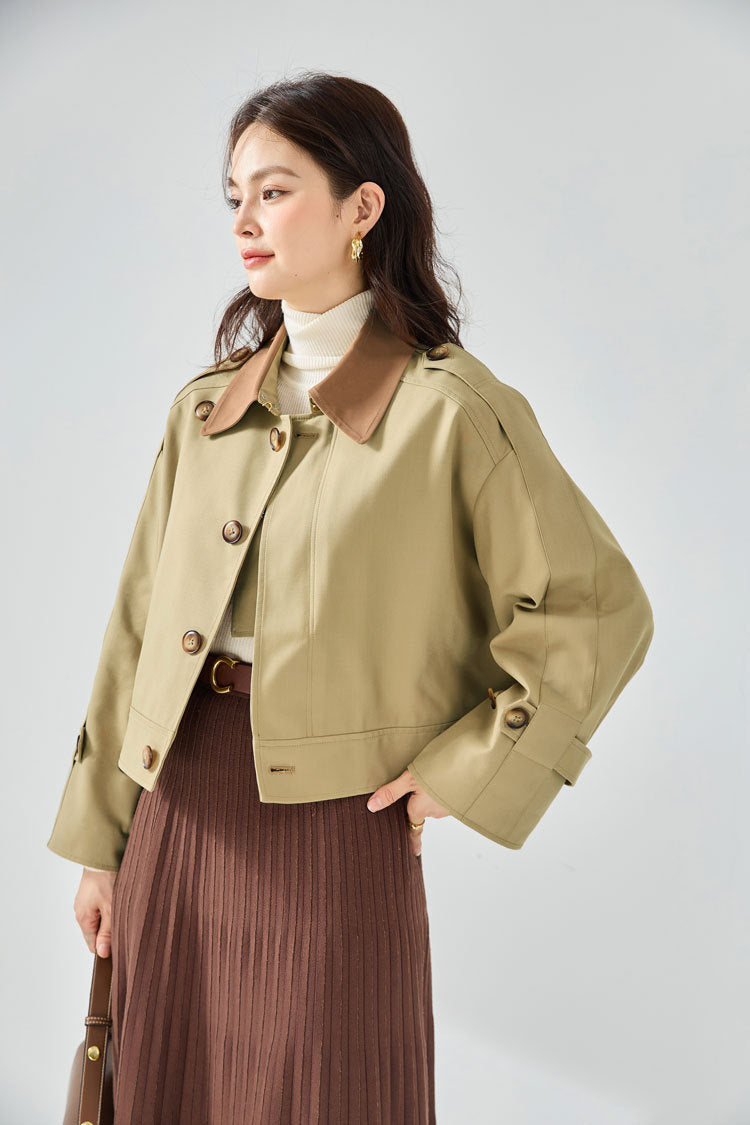 韓国ファッション SELCA-コントラスカラーショートトレンチコート-2024ss-ou7-02