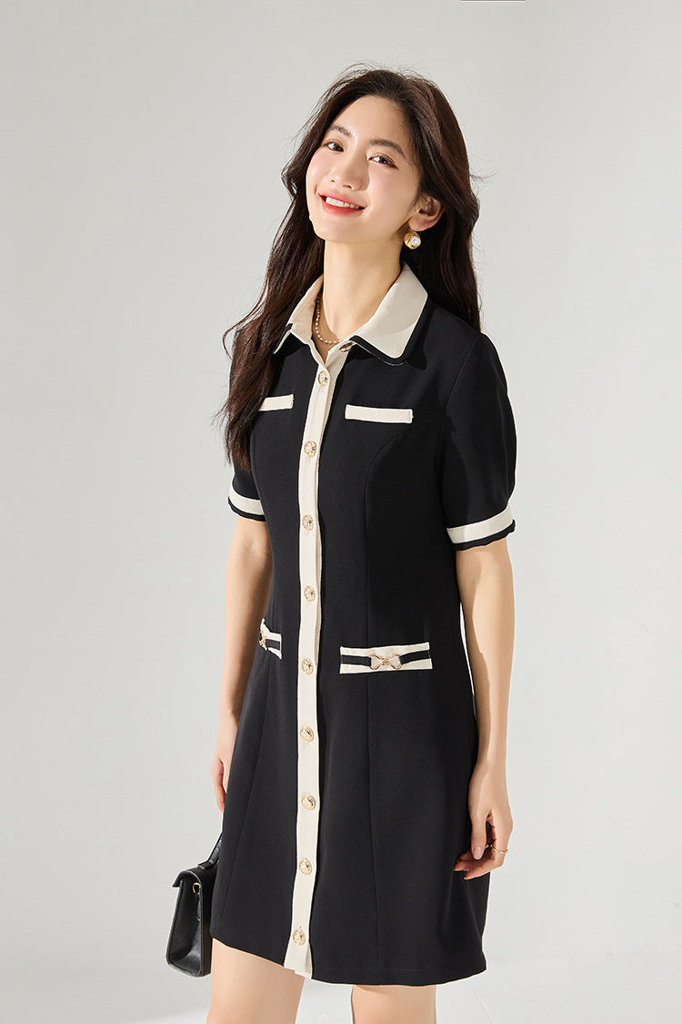 韓国ファッション SELCA-バイカラーAラインワンピース-2024ss-150-09