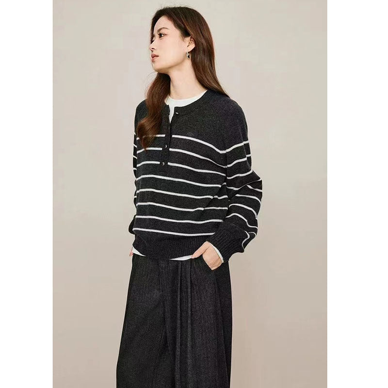 韓国ファッション SELCA-ボーダーニットトップス-2024ss-tp33-02