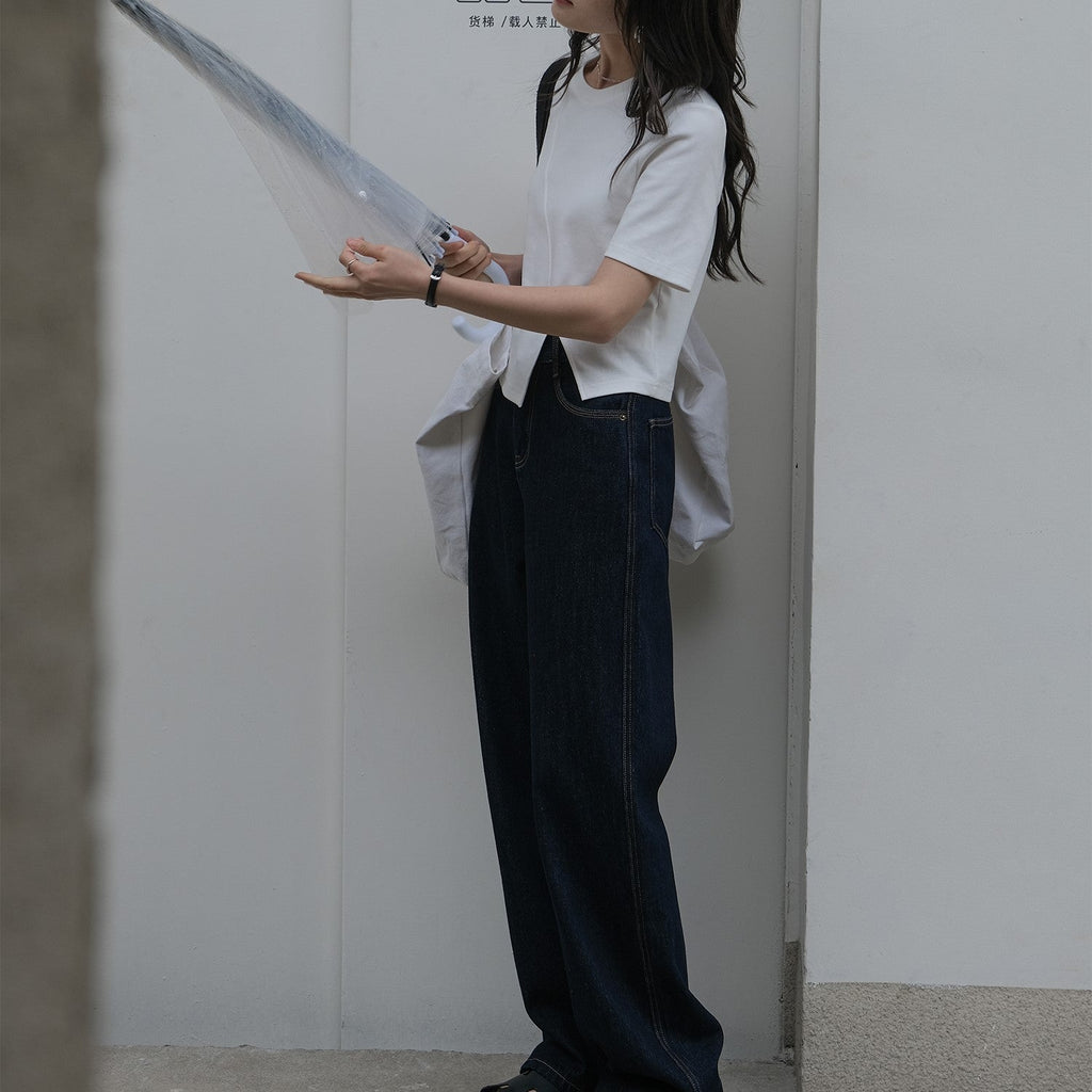 韓国ファッション SELCA-アシメスリットコットンシャツ-2024ss-0065-016