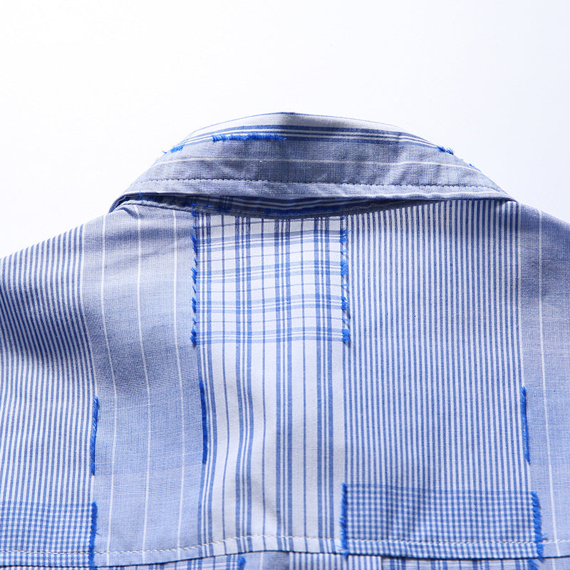 韓国ファッション SELCA-patchwork blue shirt-mselca2024ss-041-08