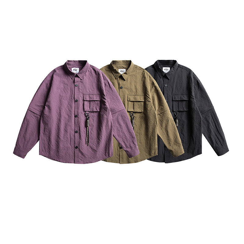 韓国ファッション SELCA-Nylon waterproof detachable sleeve shirt shirt-mselca2024ss-080-04