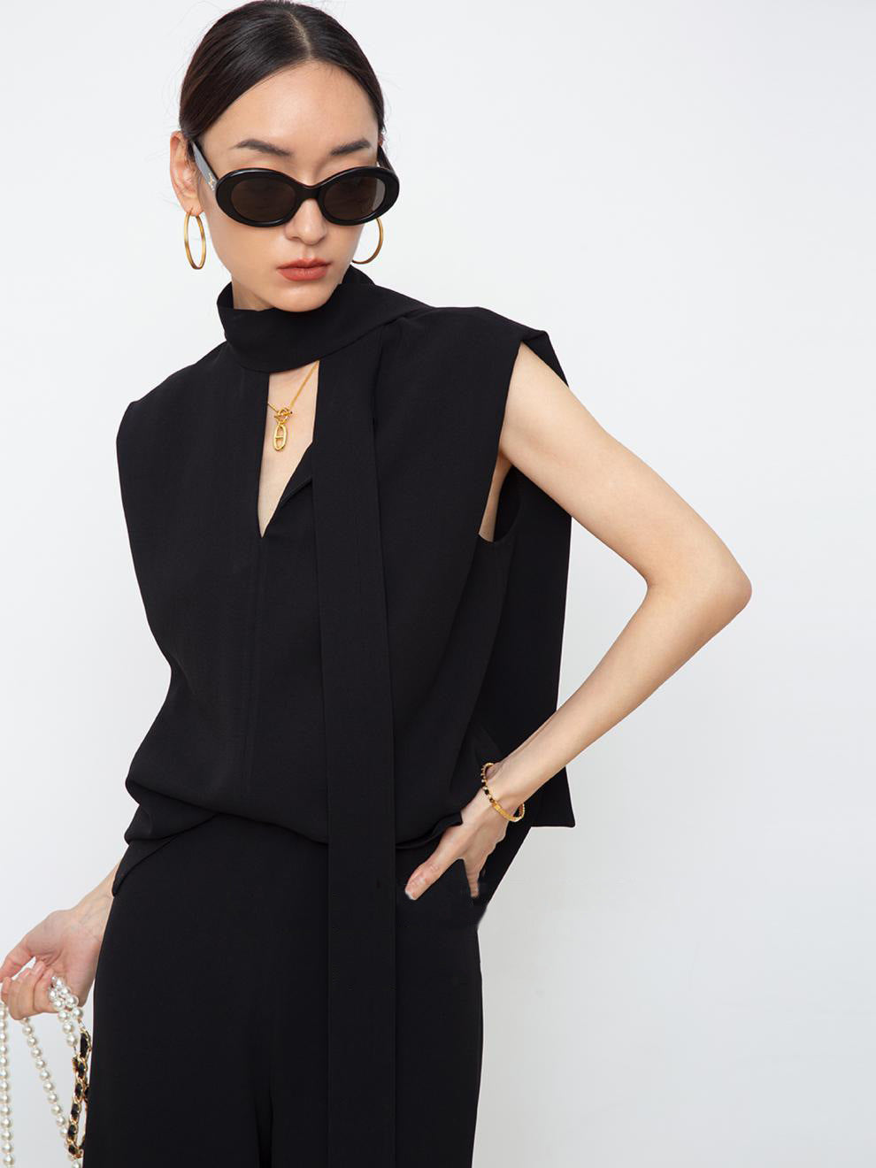 韓国ファッション SELCA-ショルダーリボンパンツスタイルセットアップ-2024ss-0062-020
