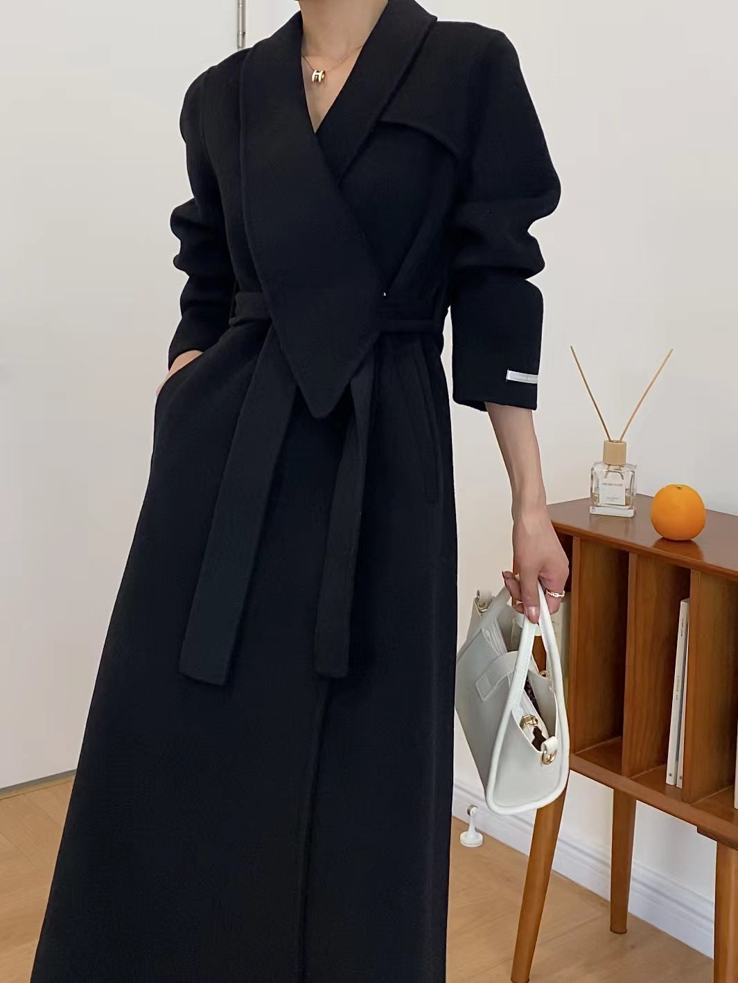 韓国ファッション SELCA-アシメウールロングコート-2023aw-ou46-01