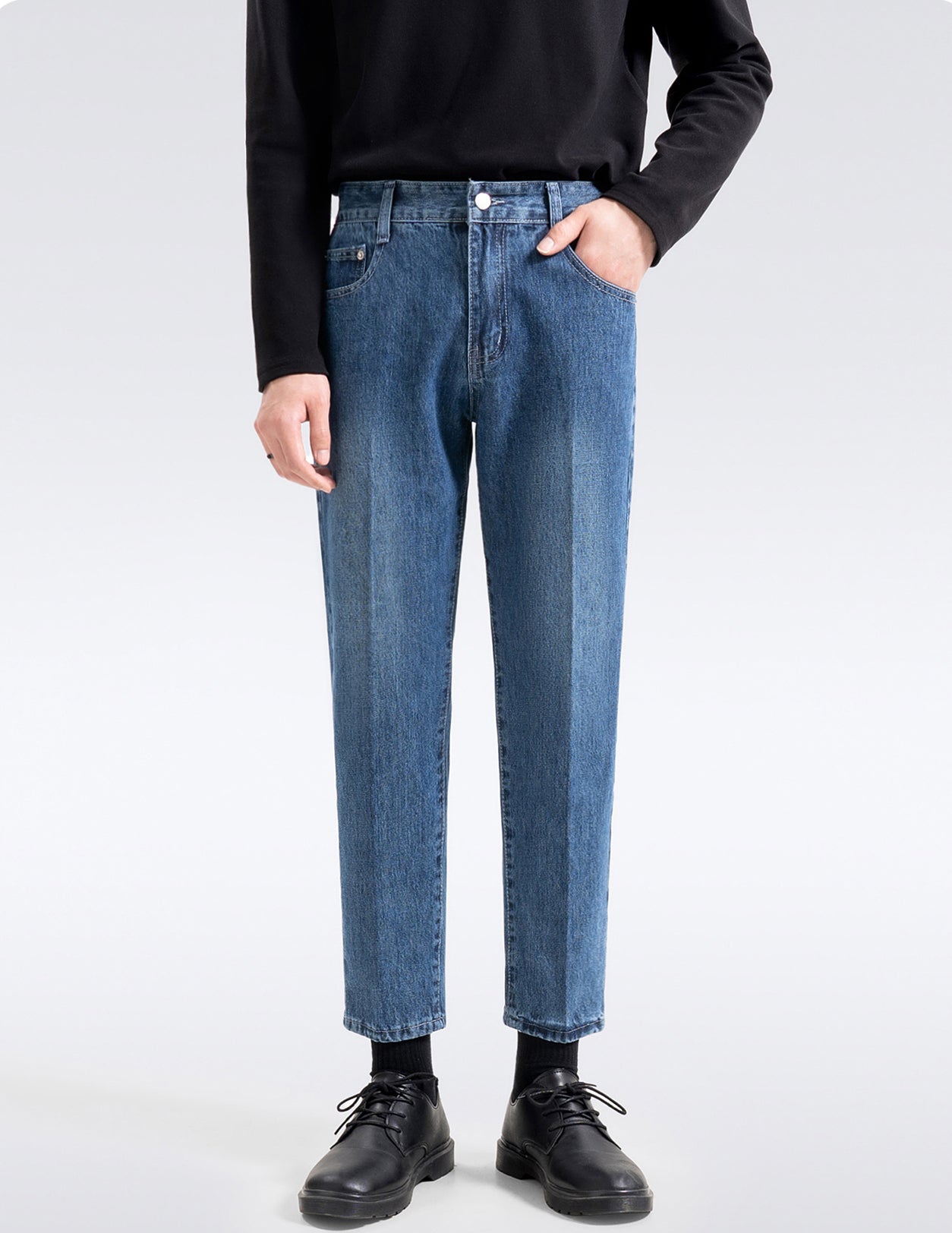 韓国ファッション SELCA-center pleat denim pants-2024ss-pt07-011