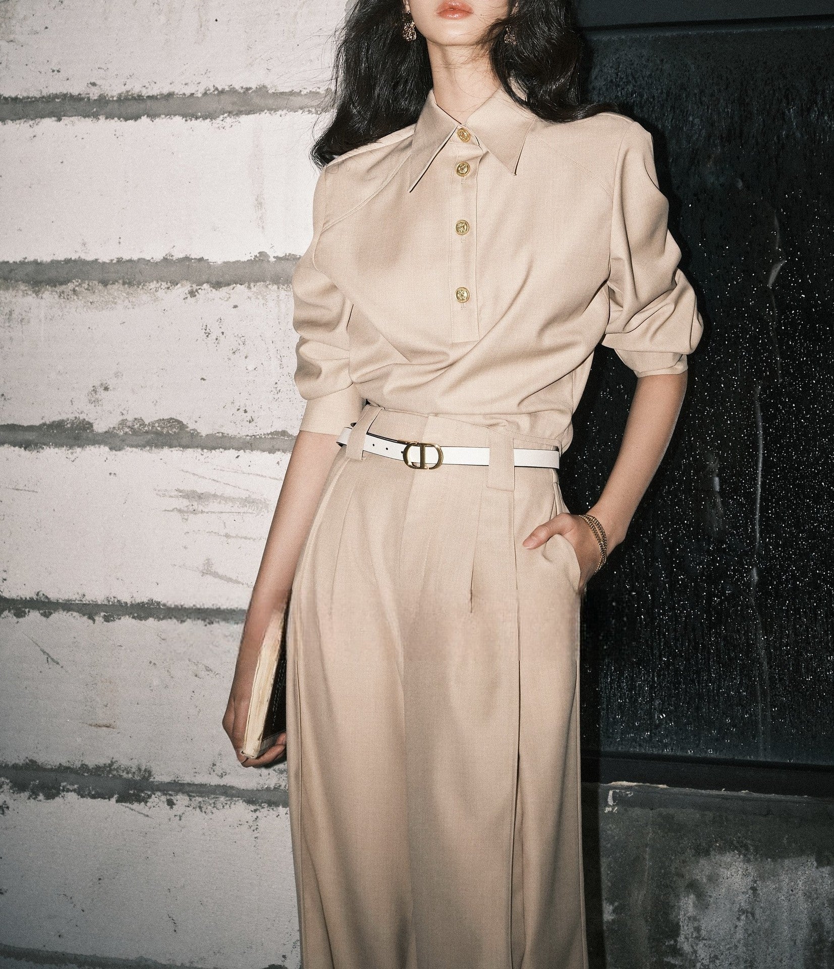 韓国ファッション SELCA-ゴールドアクセントセットアップ(トップス)-2024ss-67-010