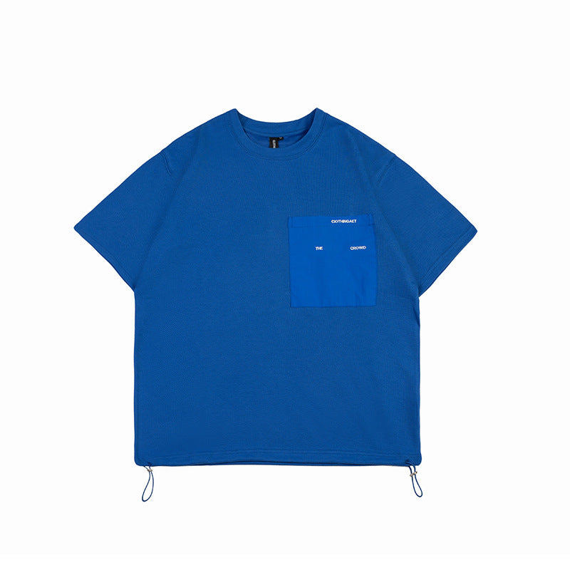 韓国ファッション SELCA-Forn3 2022夏新作メンズベースペディールバッグ丸襟tシャツ日潮レトロ装飾ループ半袖-mselca2024ss-0135-04