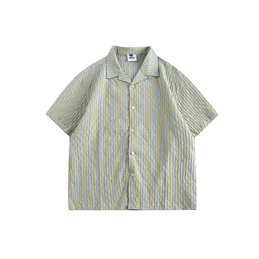 韓国ファッション SELCA-popcorn half casual shirt-mselca2024ss-0106-01