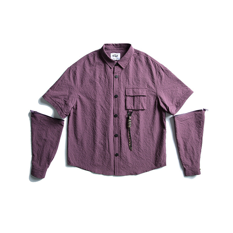 韓国ファッション SELCA-Nylon waterproof detachable sleeve shirt shirt-mselca2024ss-080-09
