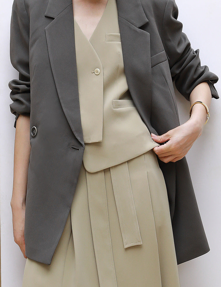韓国ファッション SELCA-アシメジレセットアップ-2024ss-0068-012