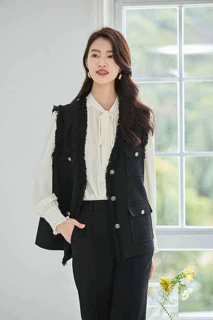 韓国ファッション SELCA-ブラックツイードジレ-2023aw-ot30-07