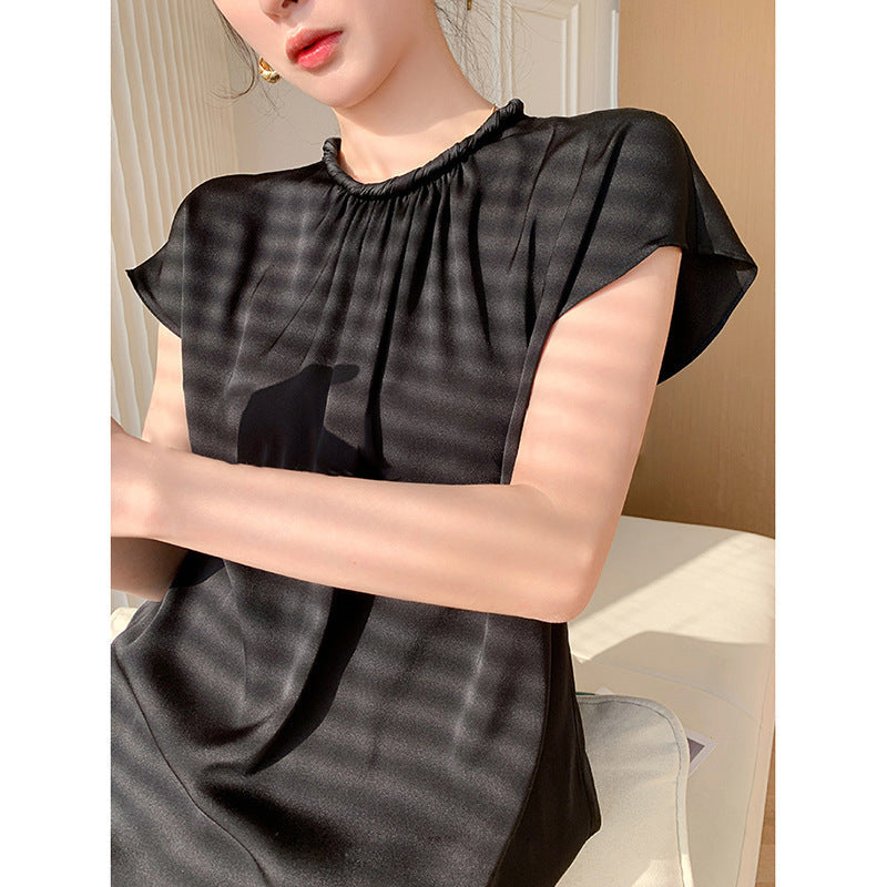 韓国ファッション SELCA-サテンハーフブラウス-2024ss-0044-011