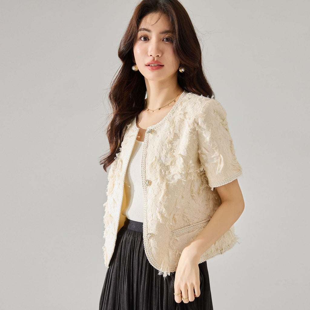 韓国ファッション SELCA-フリンジハーフジャケット-2024ss-158-04