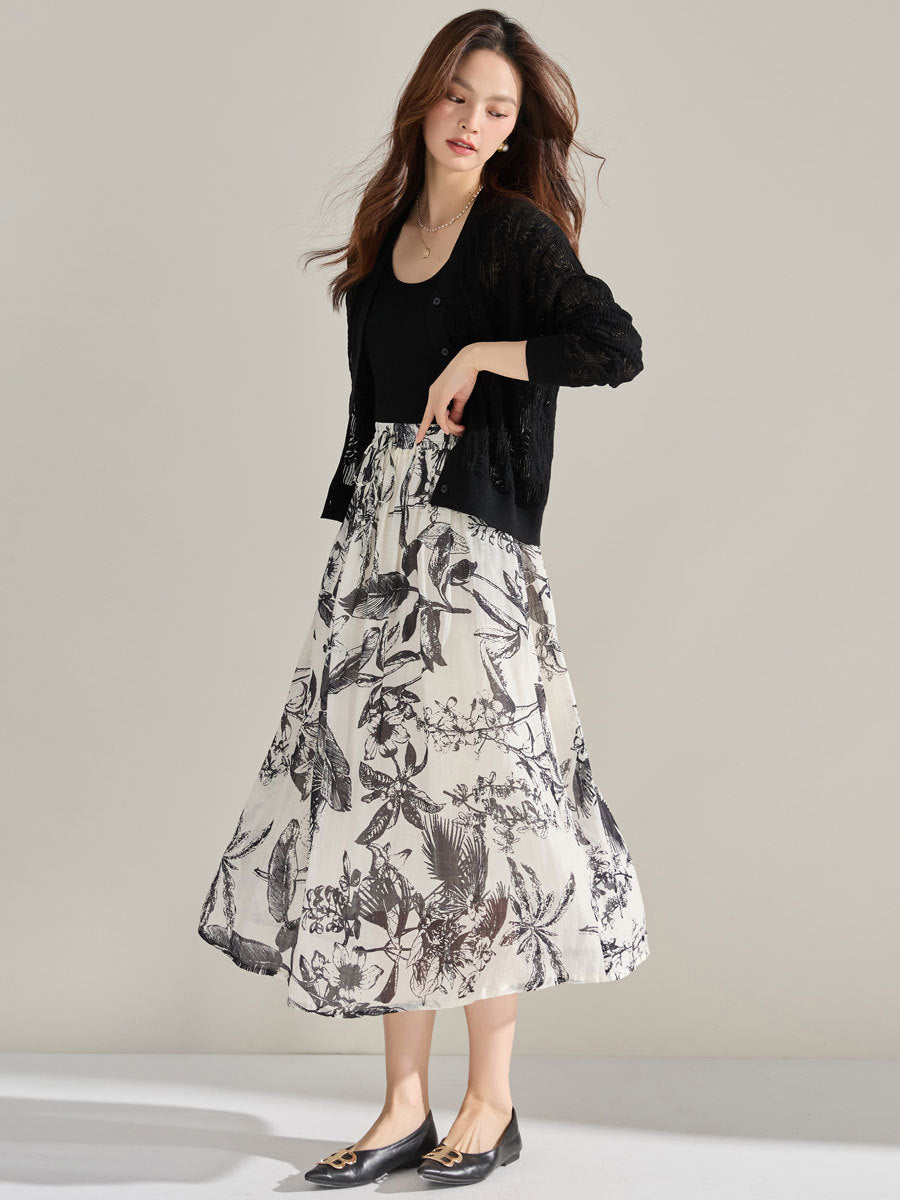 韓国ファッション SELCA-ボタニカルフラワーラミースカート-2024ss-159-02