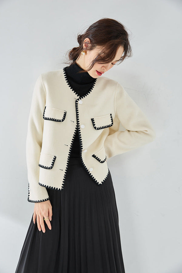 韓国ファッション SELCA-コントラストカラーウールショートジャケット-2024ss-ou28-07