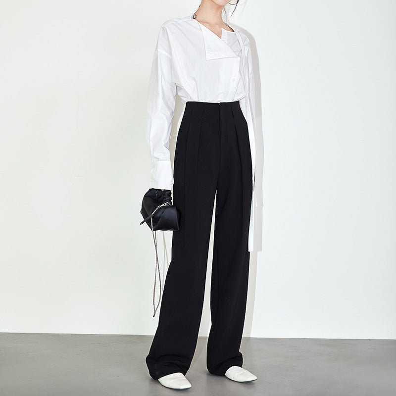 韓国ファッション SELCA-バックルベルトストレートパンツ-2024ss-0072-05