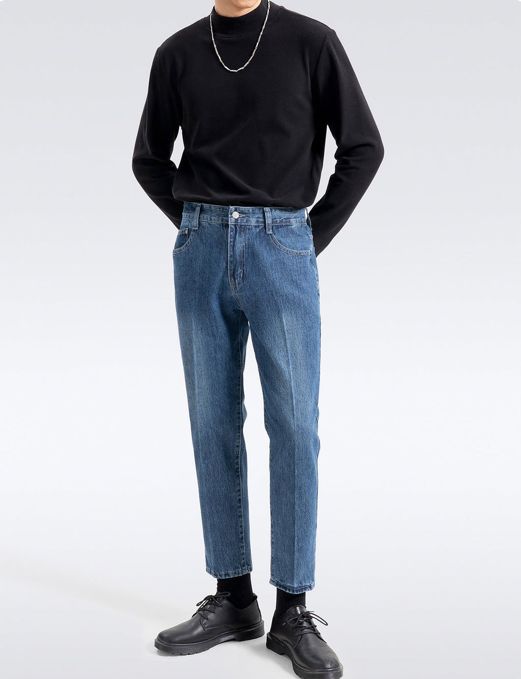 韓国ファッション SELCA-center pleat denim pants-2024ss-pt07-012