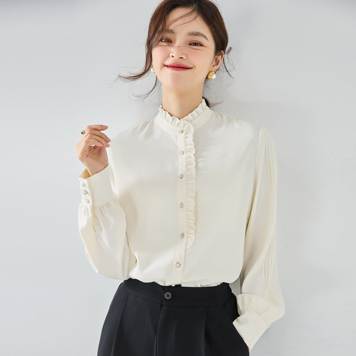 韓国ファッション SELCA-フリルブラウス-2023aw-tp03-03