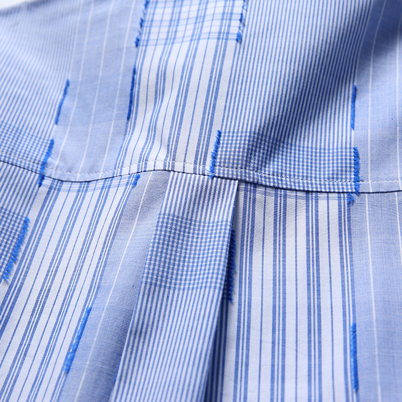 韓国ファッション SELCA-patchwork blue shirt-mselca2024ss-041-013