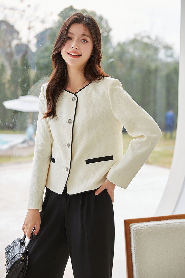 韓国ファッション SELCA-フレンチバイカラージャケット-2024ss-ou11-01