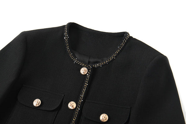 韓国ファッション SELCA-ノーカラーツイードジャケット-2023aw-ot25-032