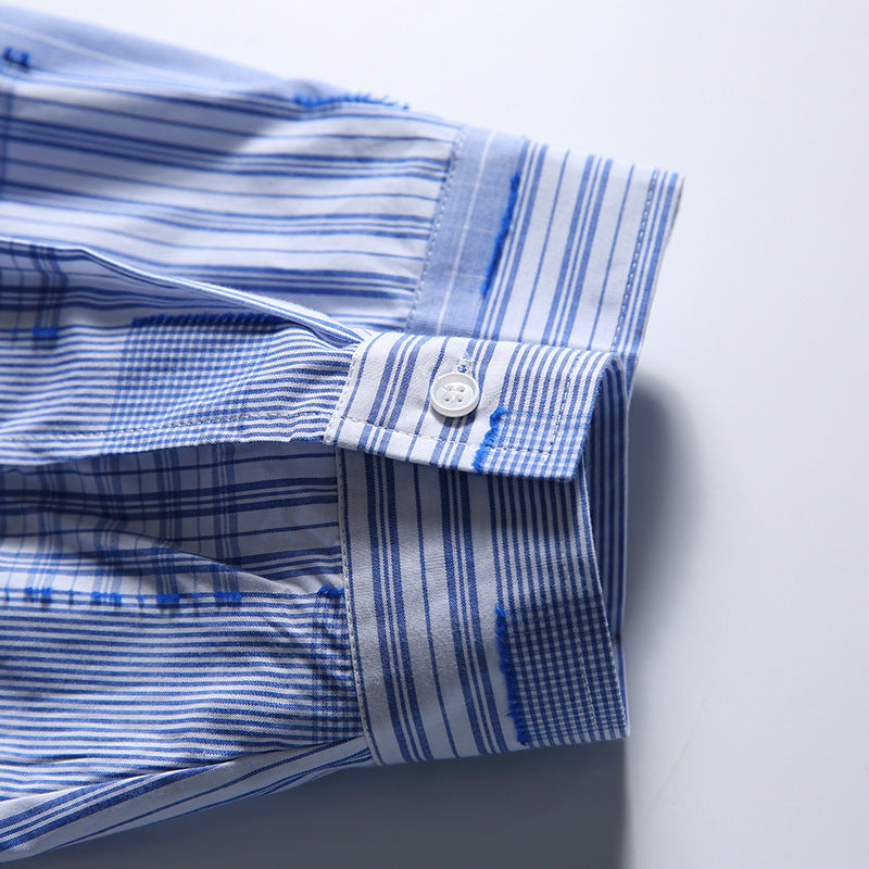 韓国ファッション SELCA-patchwork blue shirt-mselca2024ss-041-05