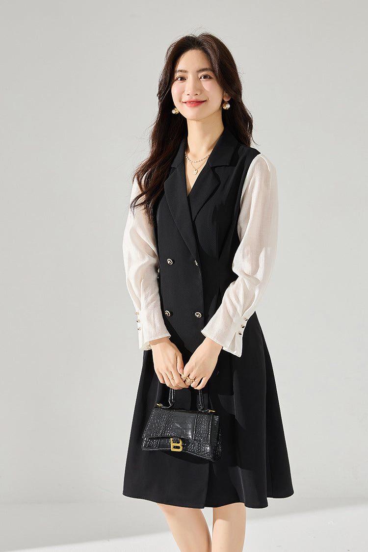韓国ファッション SELCA-異素材ダブルボタンワンピース-2024ss-85-07