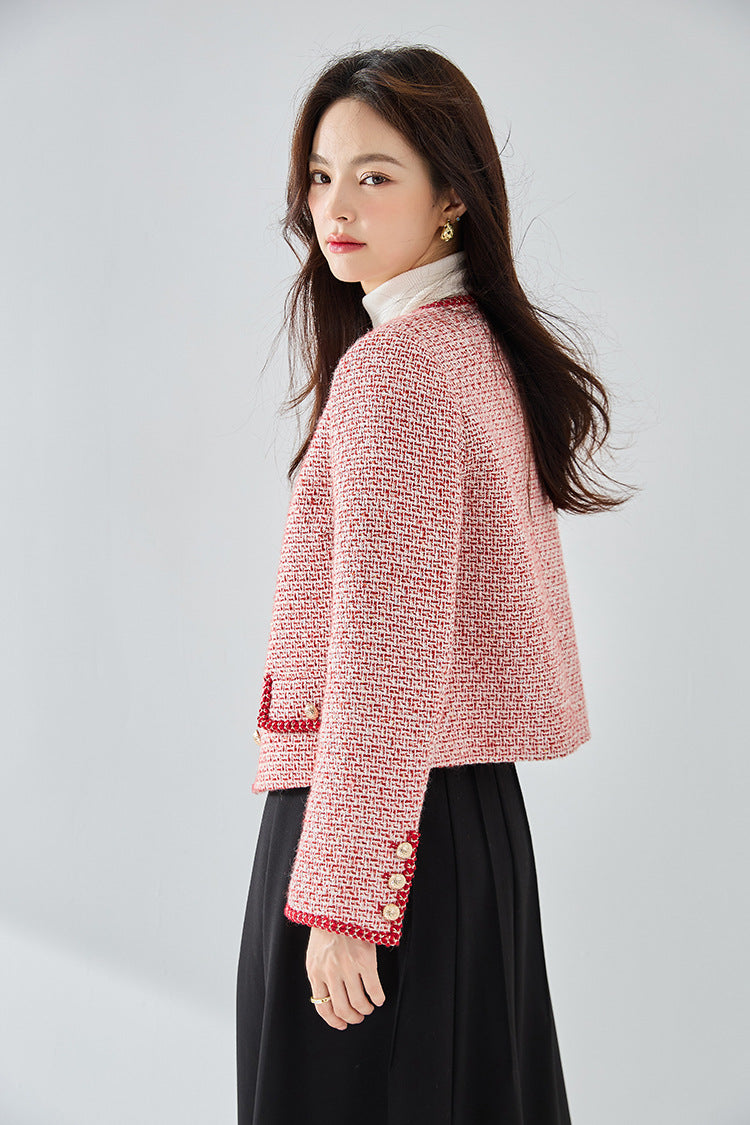 韓国ファッション SELCA-フレンチレッドパイピングツイードジャケット-2024ss-ou30-06