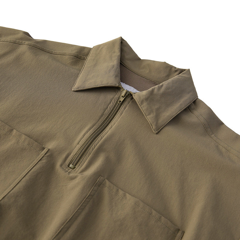 韓国ファッション SELCA-half zip double pocket shirt-mselca2024ss-097-011