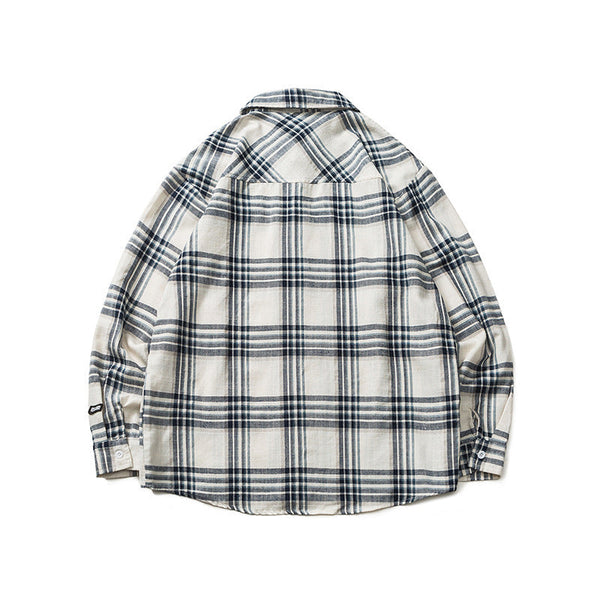 韓国ファッション SELCA-Loose plaid retro long sleeve shirt-mselca2024ss-022-07