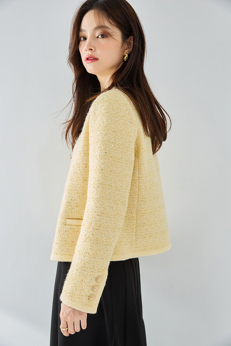 韓国ファッション SELCA-ファンシーツイードスパンコールショートジャケット-2024ss-ou17-07