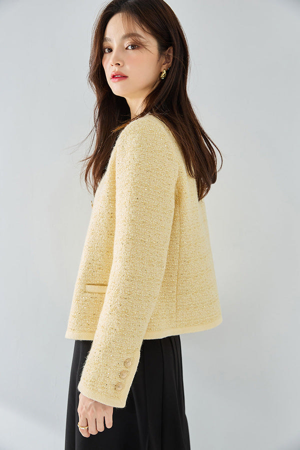 韓国ファッション SELCA-ファンシーツイードスパンコールショートジャケット-2024ss-ou17-07