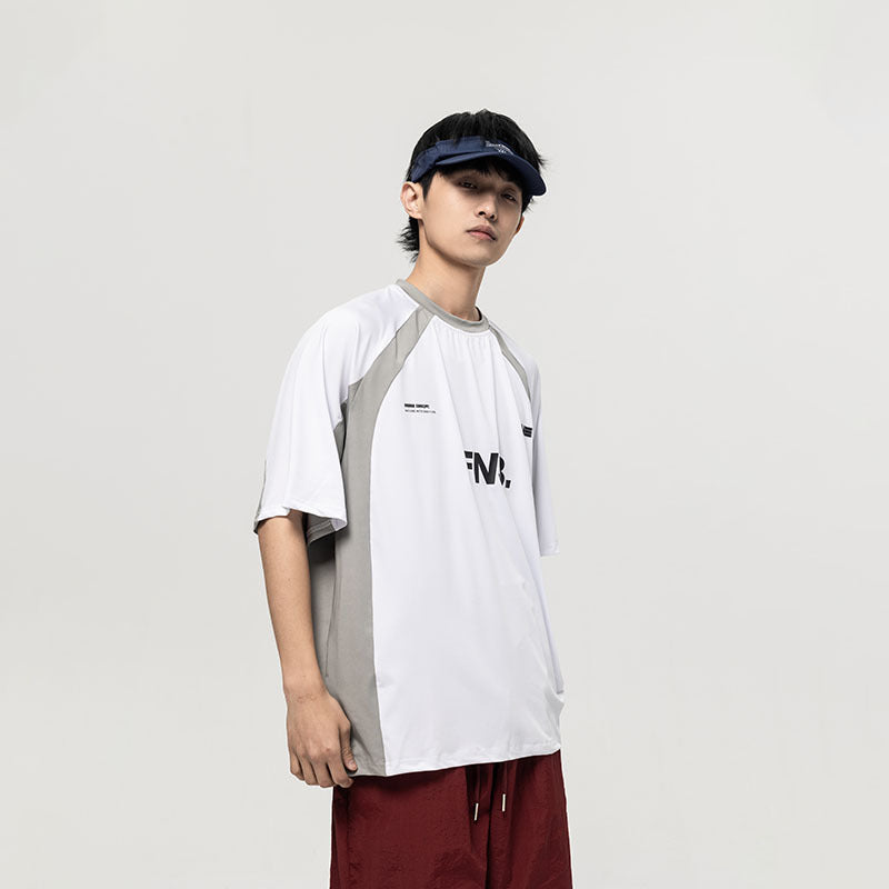 Sports design patchwork T-shirt