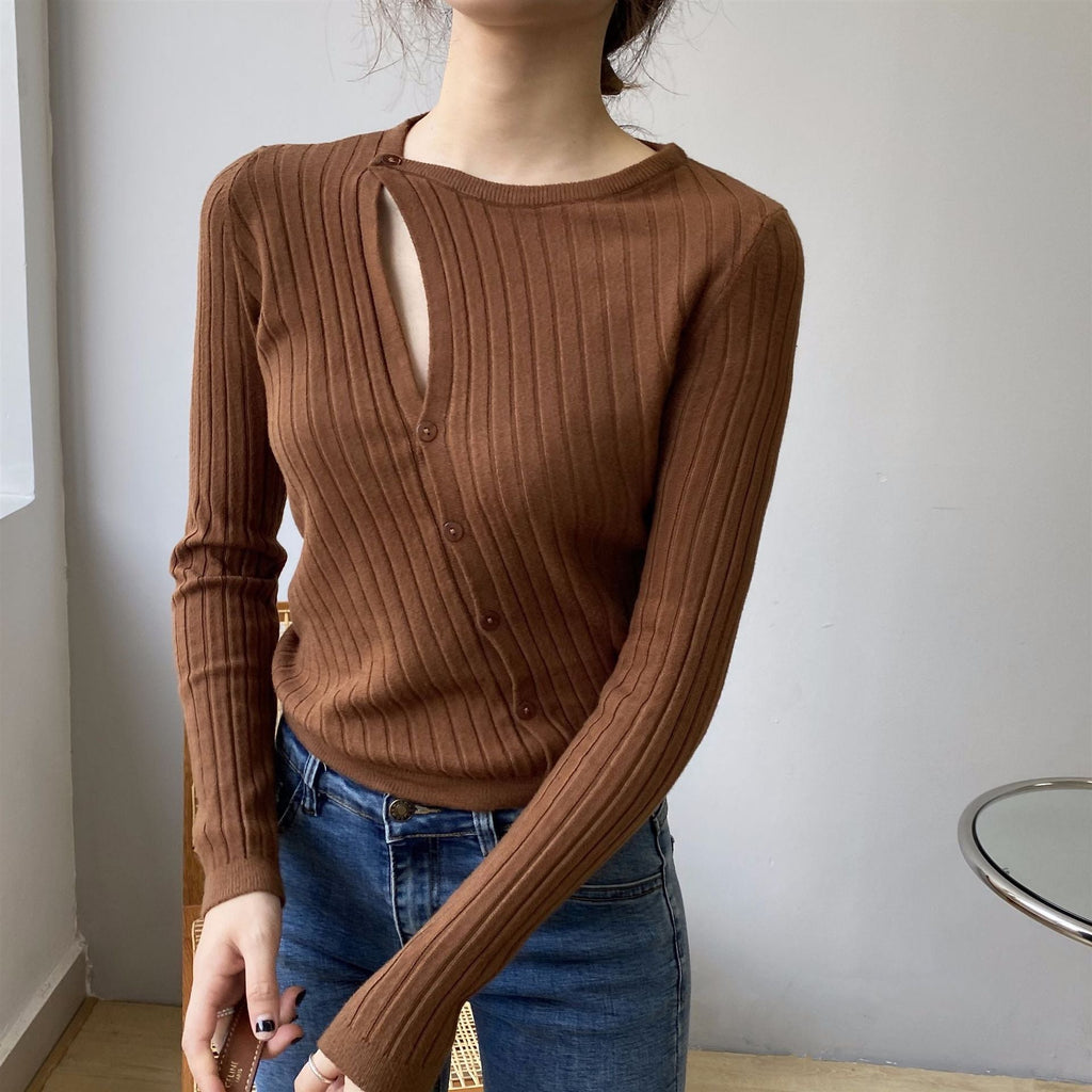 韓国ファッション SELCA-アシメニットカーディガン-2024ss-tp37-021