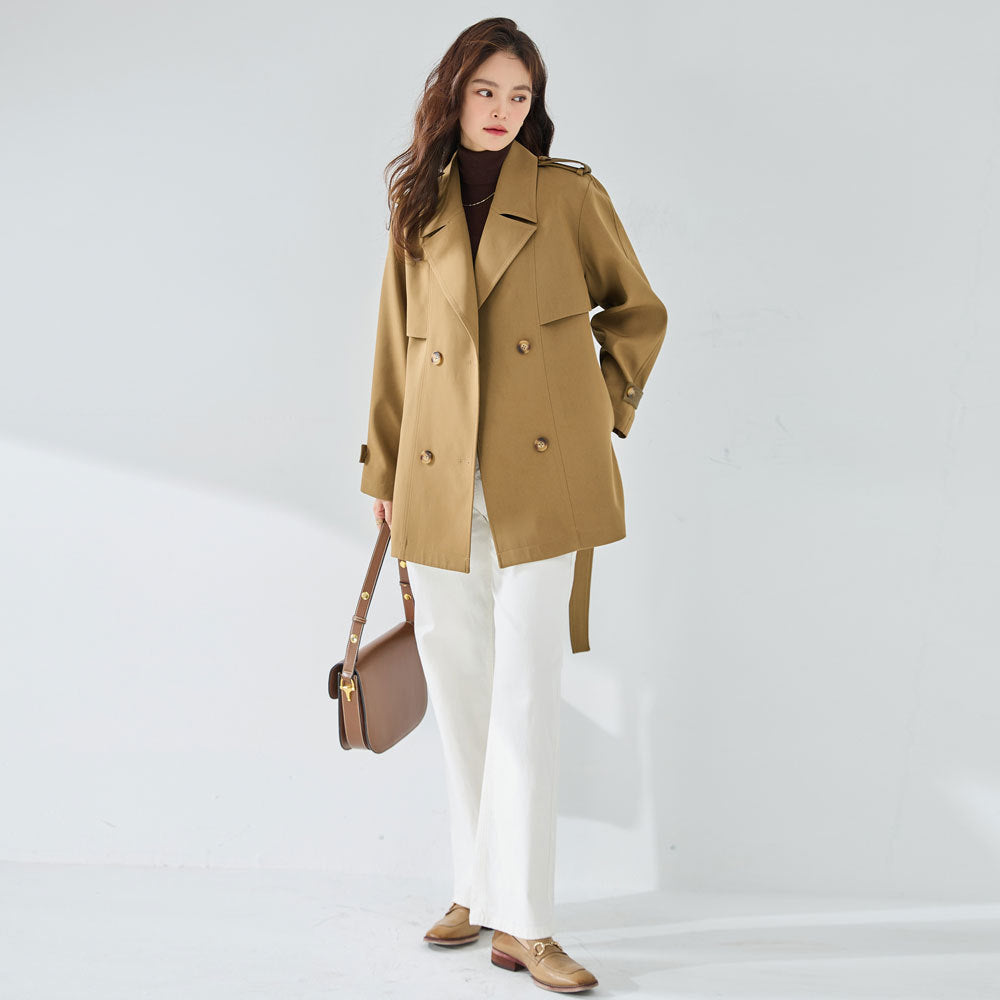 韓国ファッション SELCA-シャイニースリーブショートトレンチコート-2024ss-ou9-01