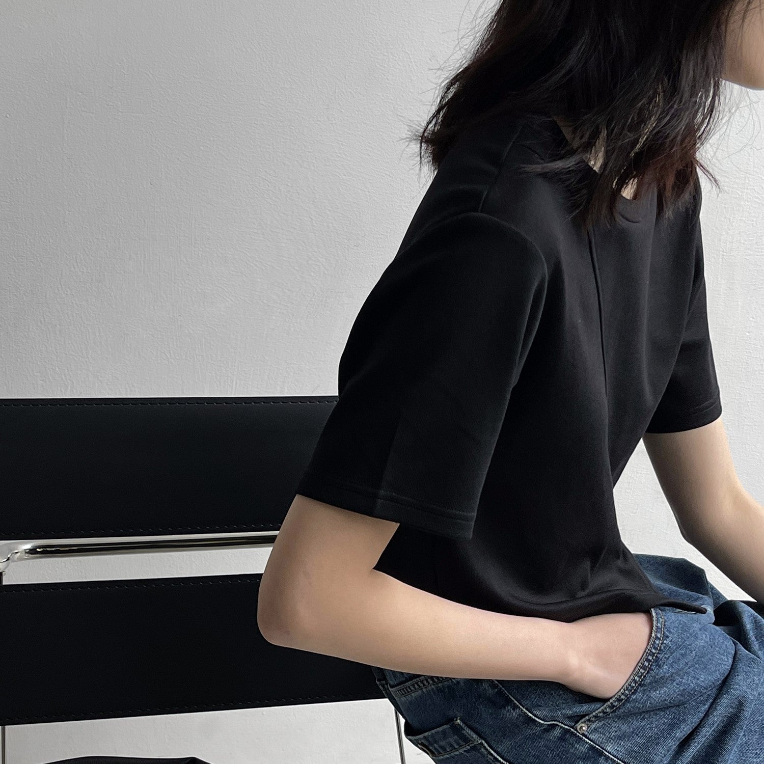 韓国ファッション SELCA-アシメスリットコットンシャツ-2024ss-0065-07