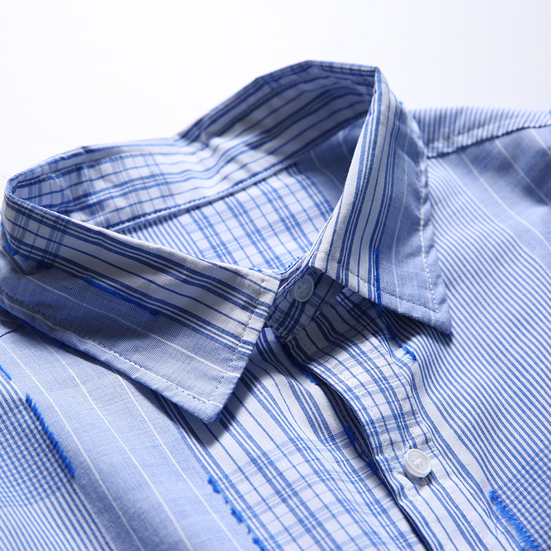 韓国ファッション SELCA-patchwork blue shirt-mselca2024ss-041-06