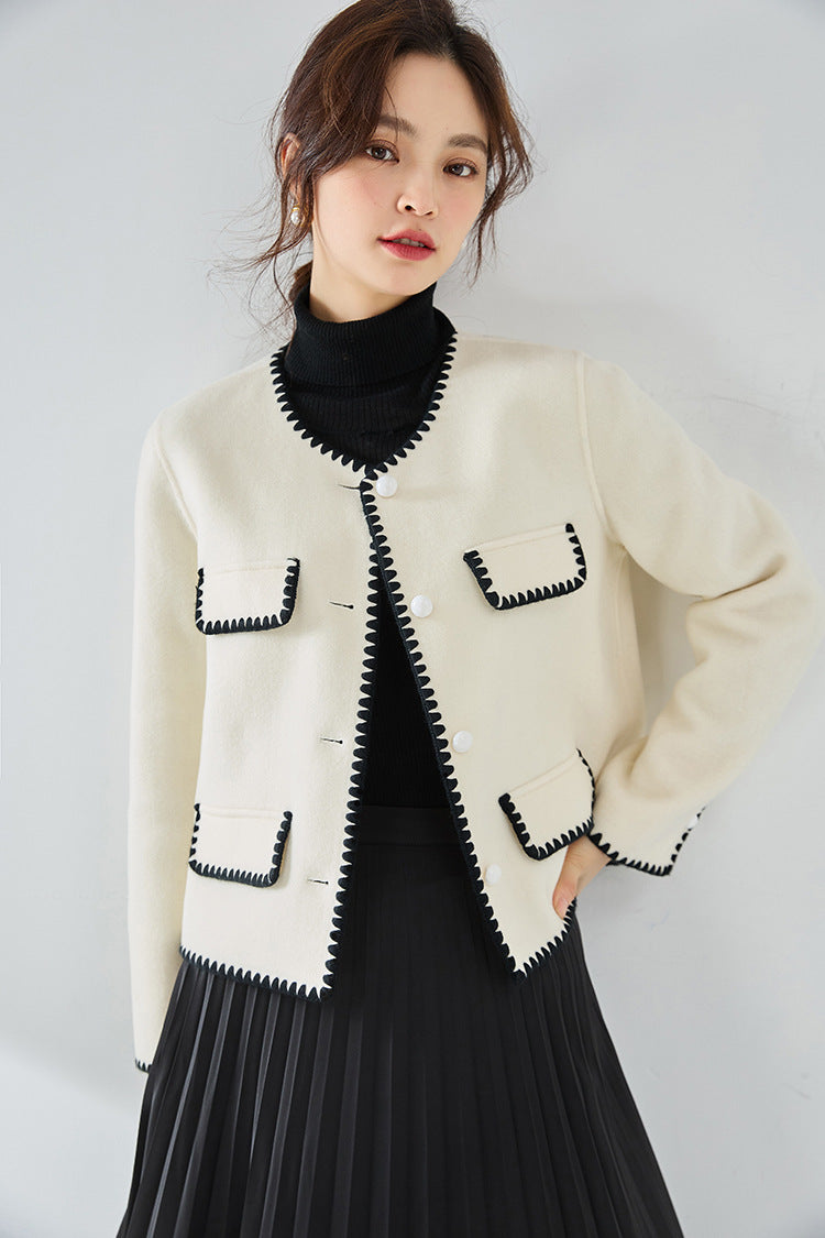 韓国ファッション SELCA-コントラストカラーウールショートジャケット-2024ss-ou28-01